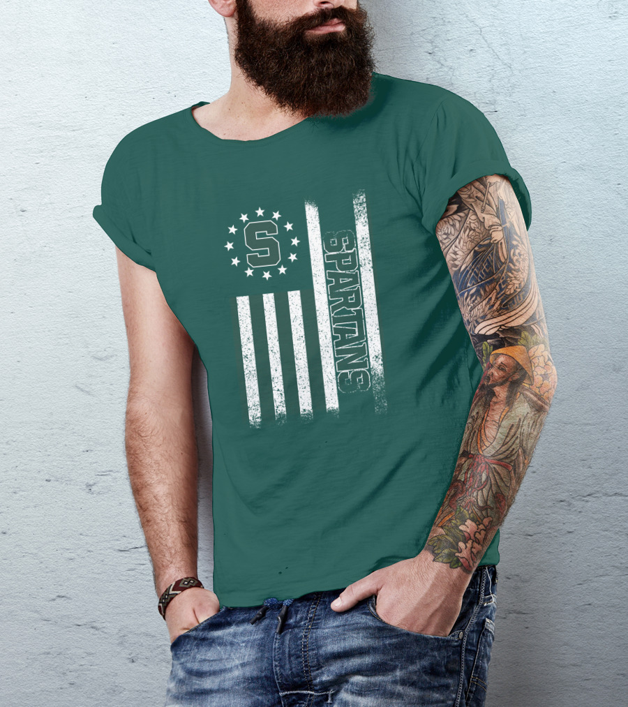 Michigan State Spartans S Logo Flag T-Shirt