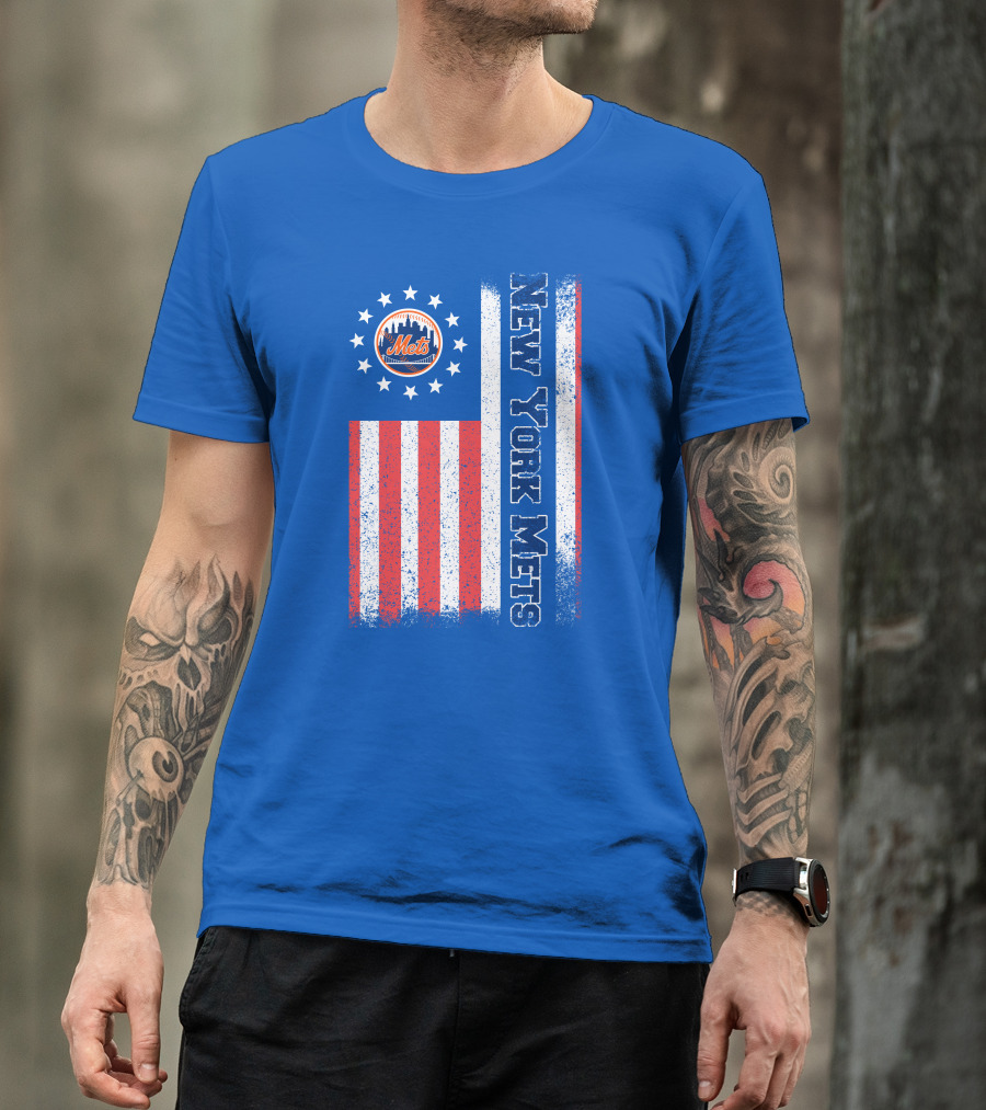 New York Mets American Flag Stars Stripes T-Shirt