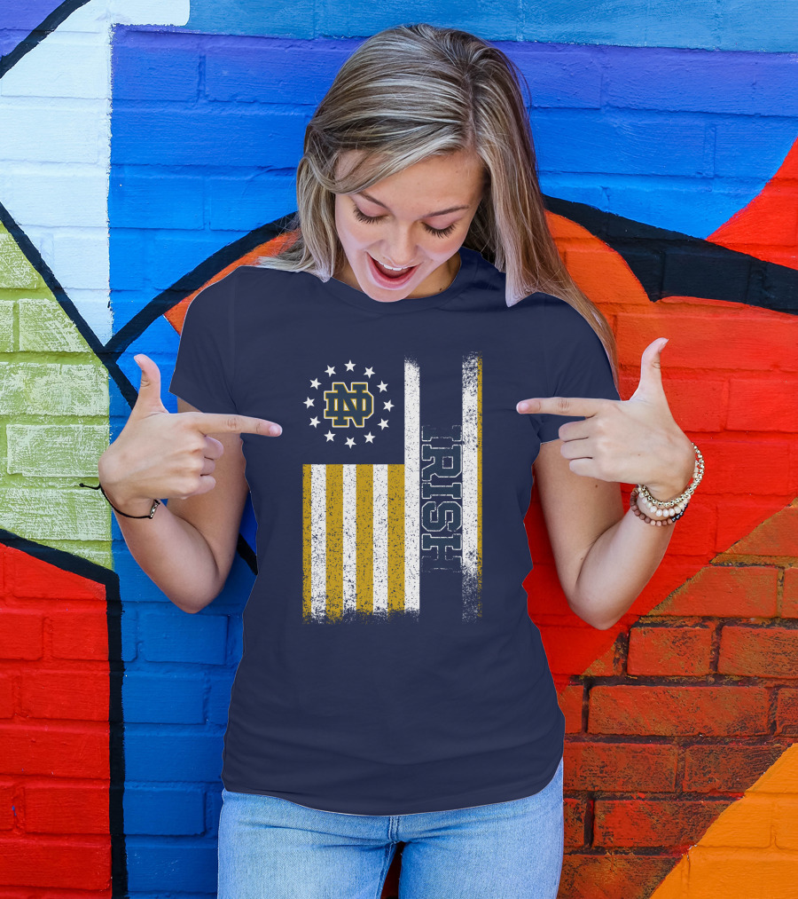 Notre Dame Fighting Irish American Flag Nd T-Shirt