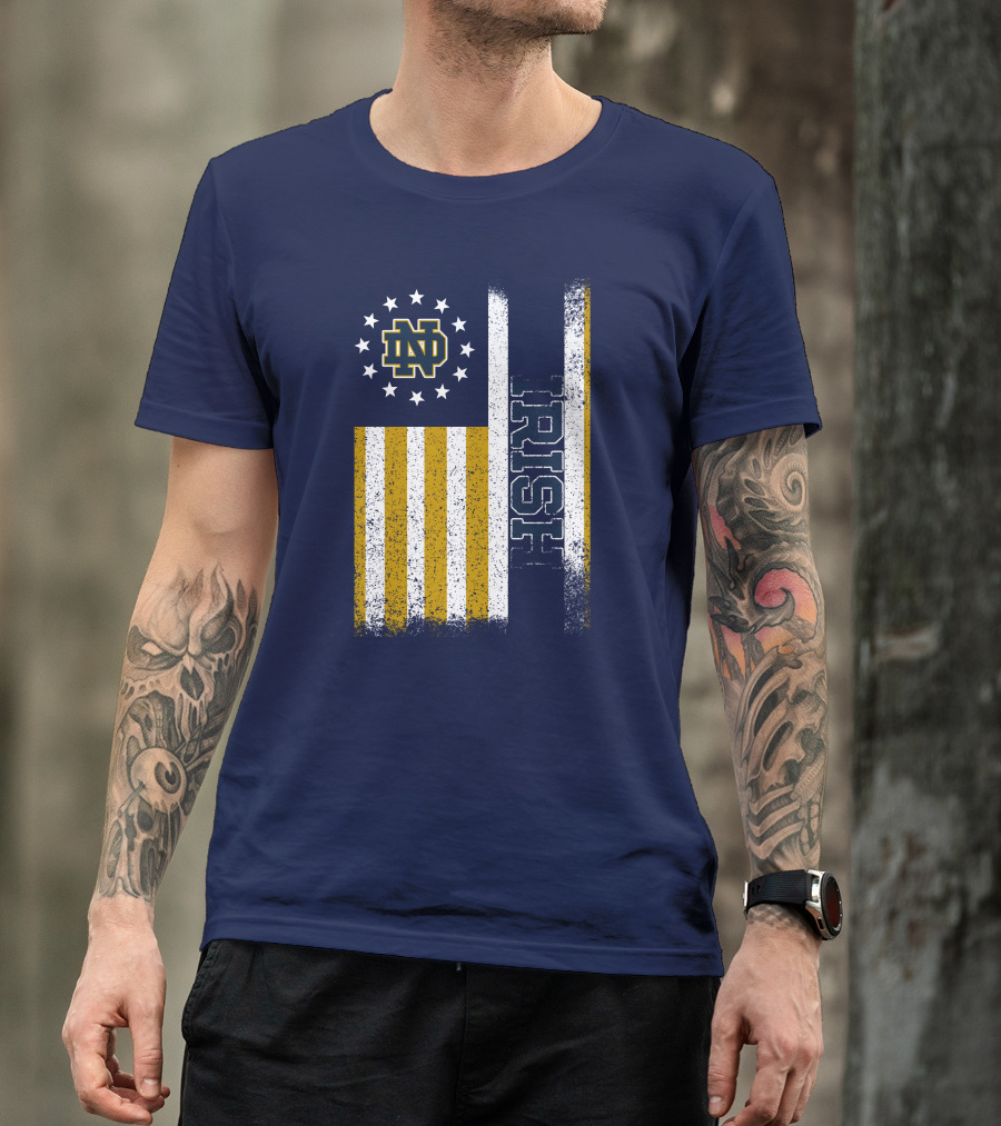 Notre Dame Fighting Irish American Flag Nd T-Shirt