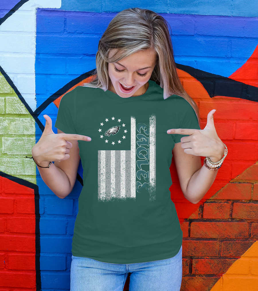 Philadelphia Eagles Stars And Stripes American Flag T-Shirt