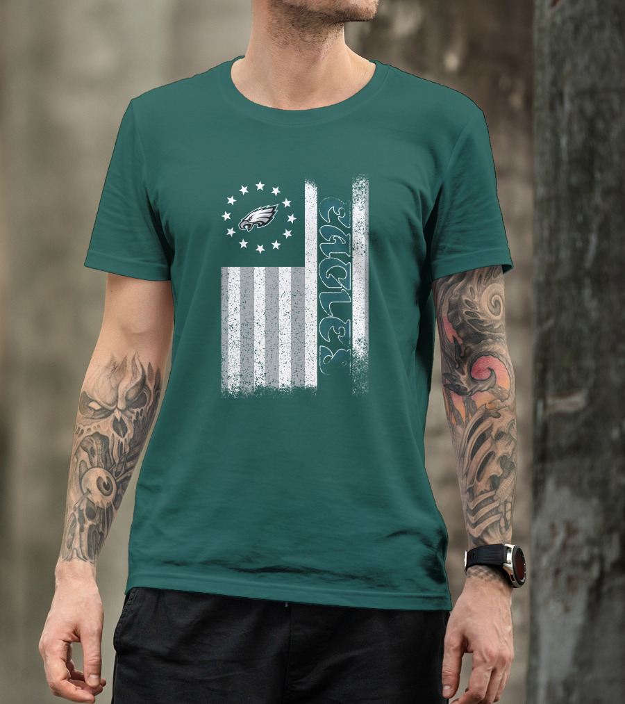Philadelphia Eagles Stars And Stripes American Flag T-Shirt