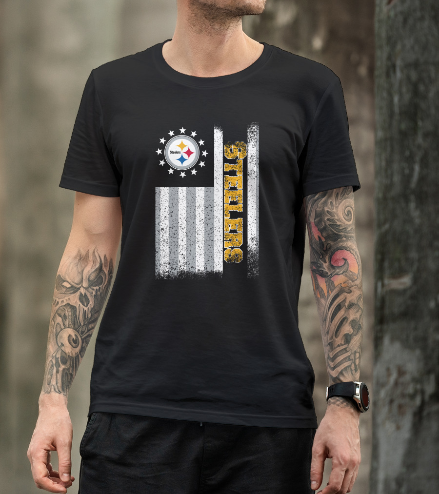 Pittsburgh Steelers American Flag Stars And Stripes T-Shirt
