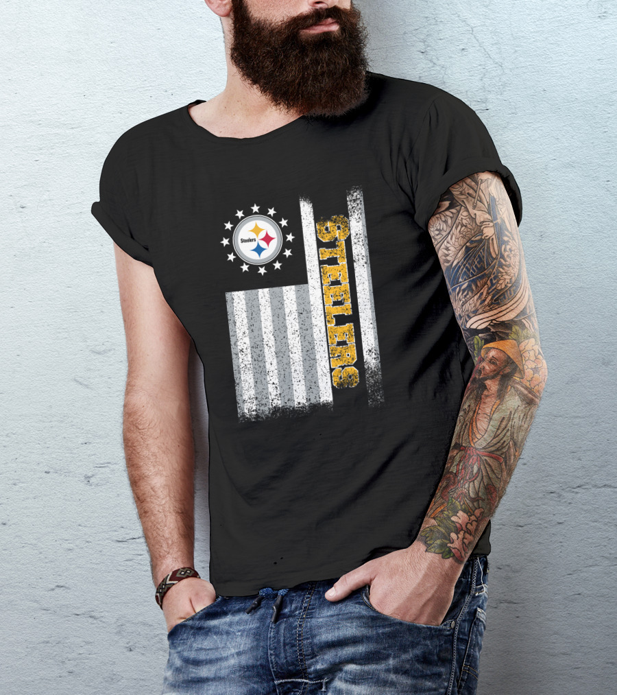 Pittsburgh Steelers American Flag Stars And Stripes T-Shirt