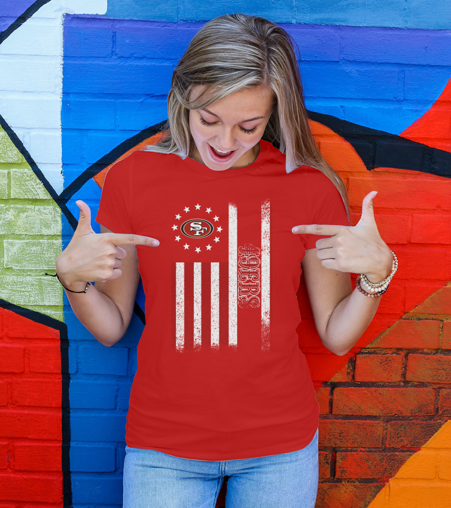 San Francisco 49ers American Flag Sf Logo Stars Stripes T-Shirt
