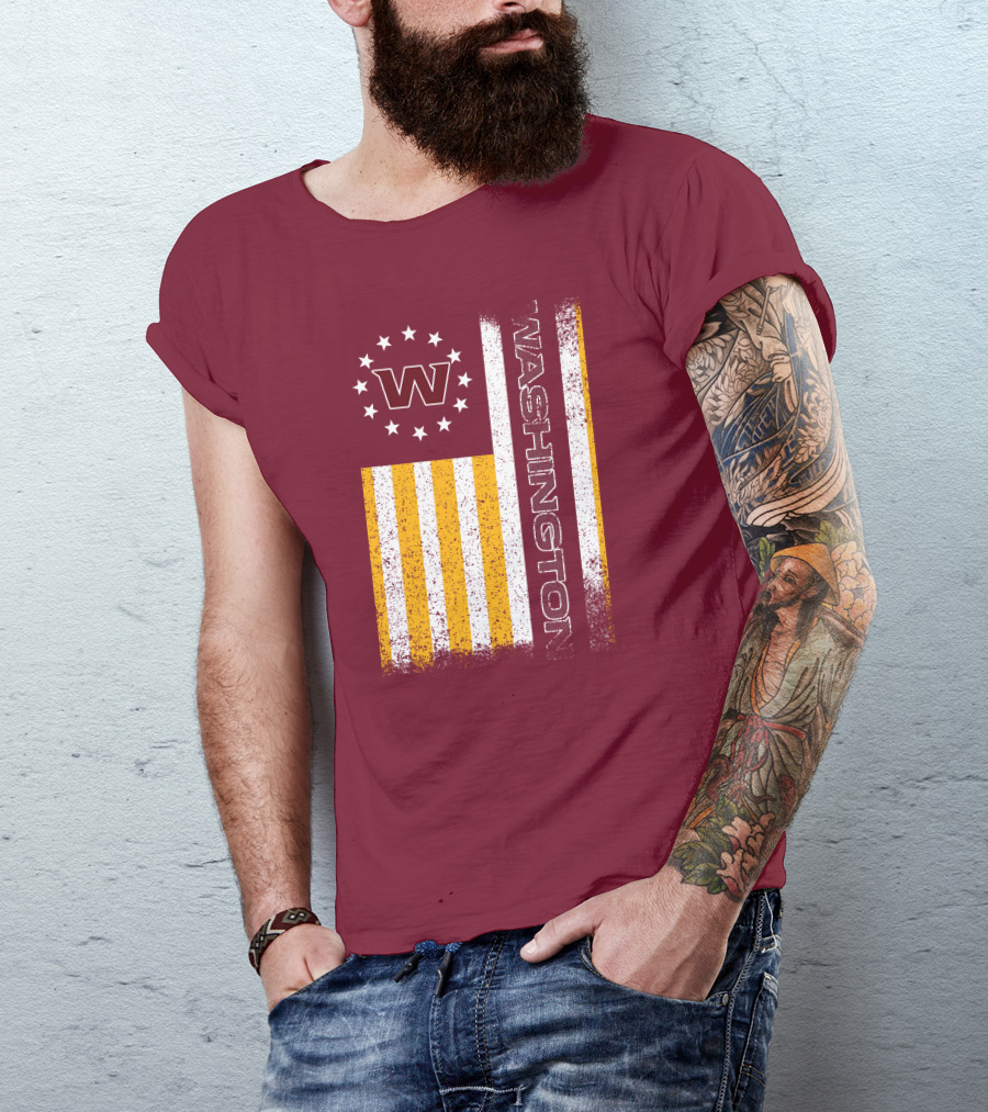Washington W Stars Stripes American Flag T-Shirt