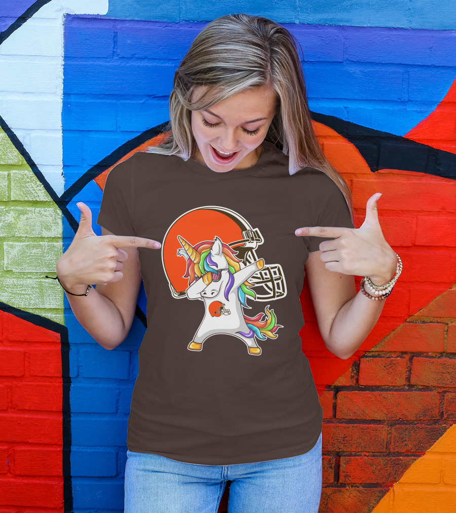 Cleveland Browns Unicorn Dabbing With Helmet T-Shirt