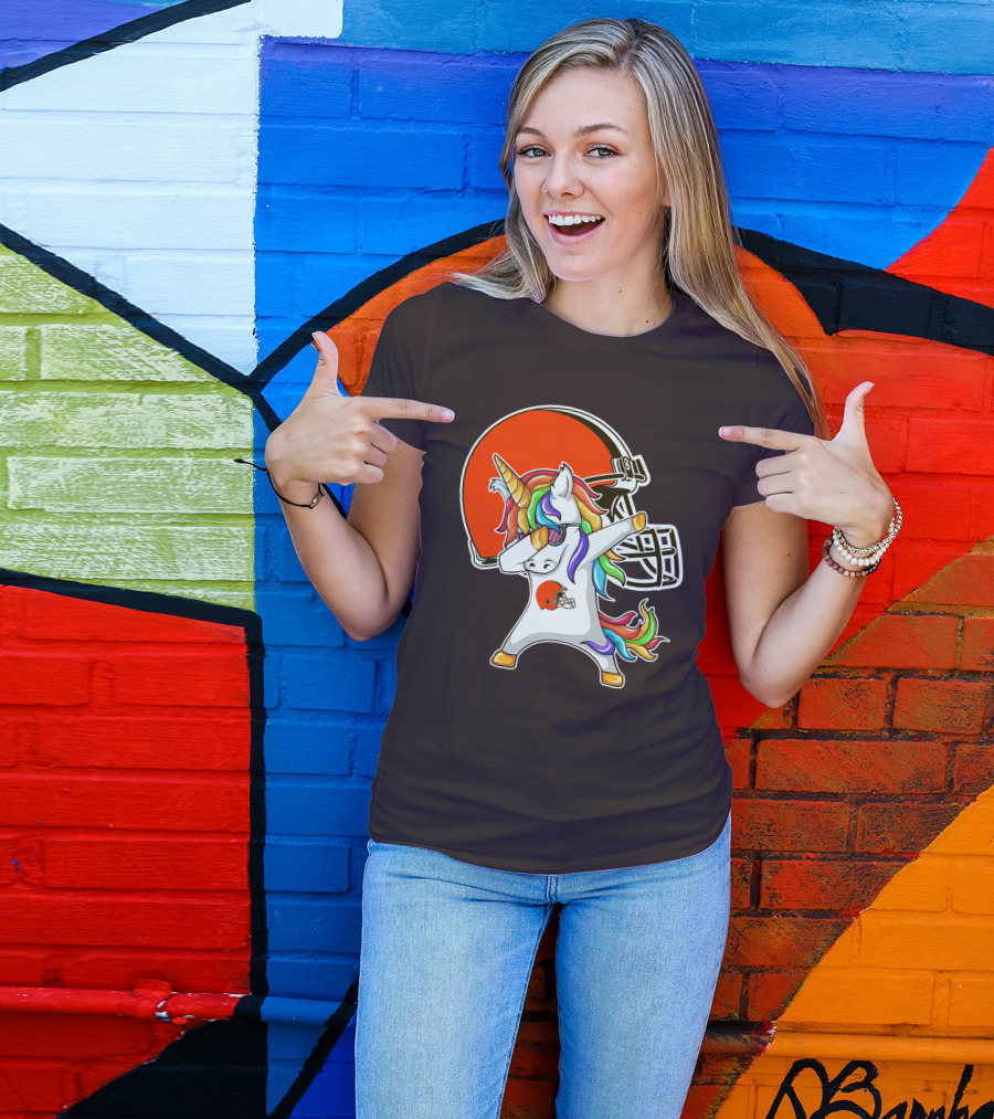 Cleveland Browns Unicorn Dabbing With Helmet T-Shirt