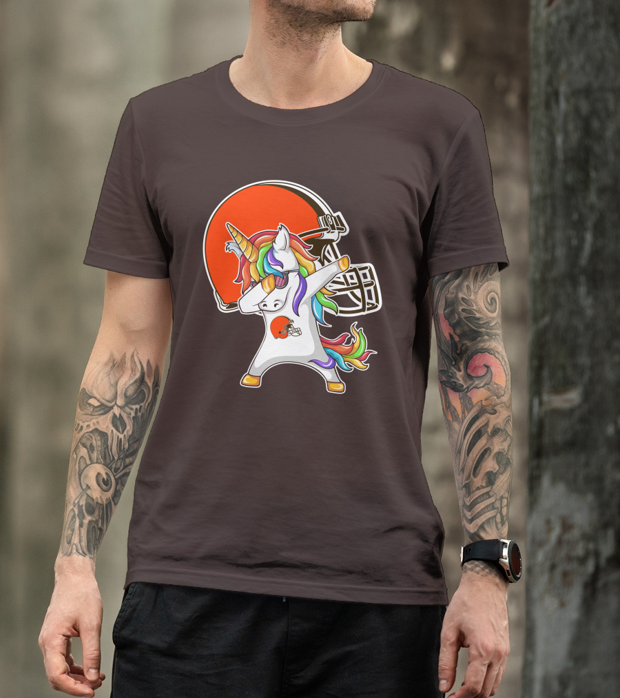 Cleveland Browns Unicorn Dabbing With Helmet T-Shirt