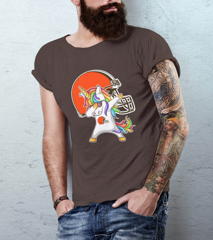 Cleveland Browns Unicorn Dabbing With Helmet T-Shirt