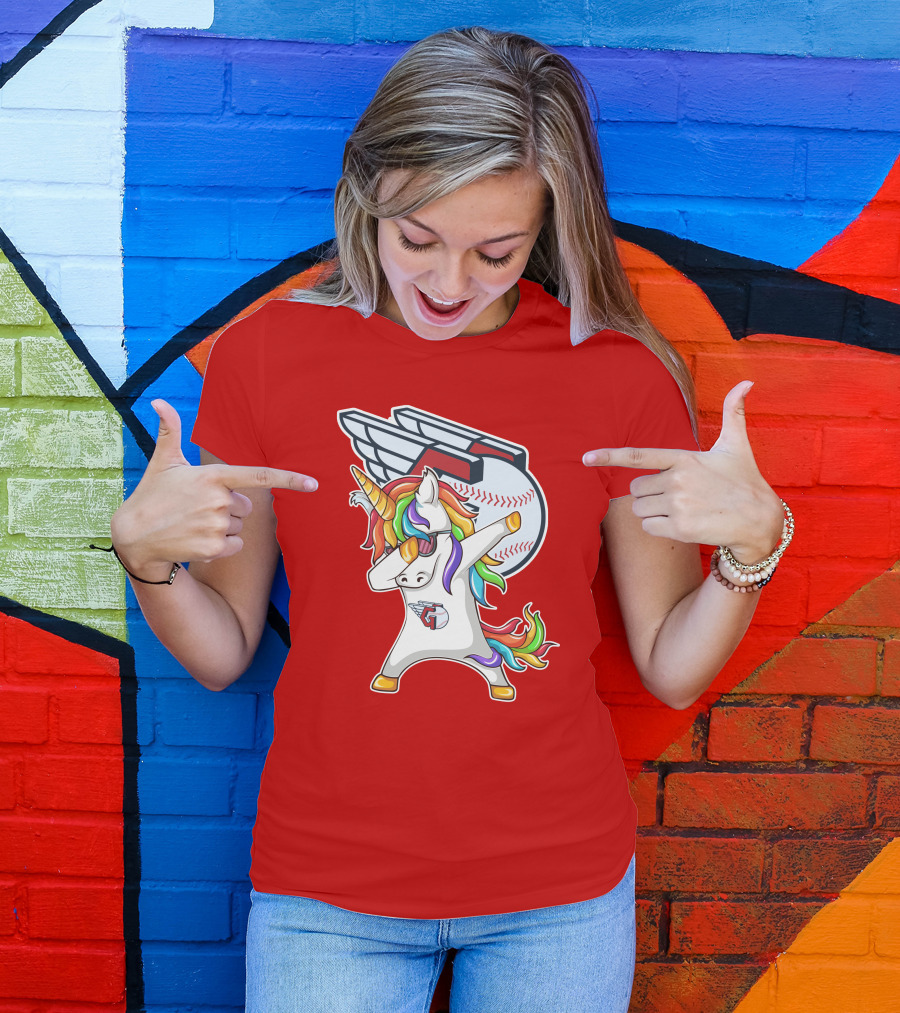 Cleveland Guardians Baseball Unicorn Dabbing With Winged Ball T-Shirt