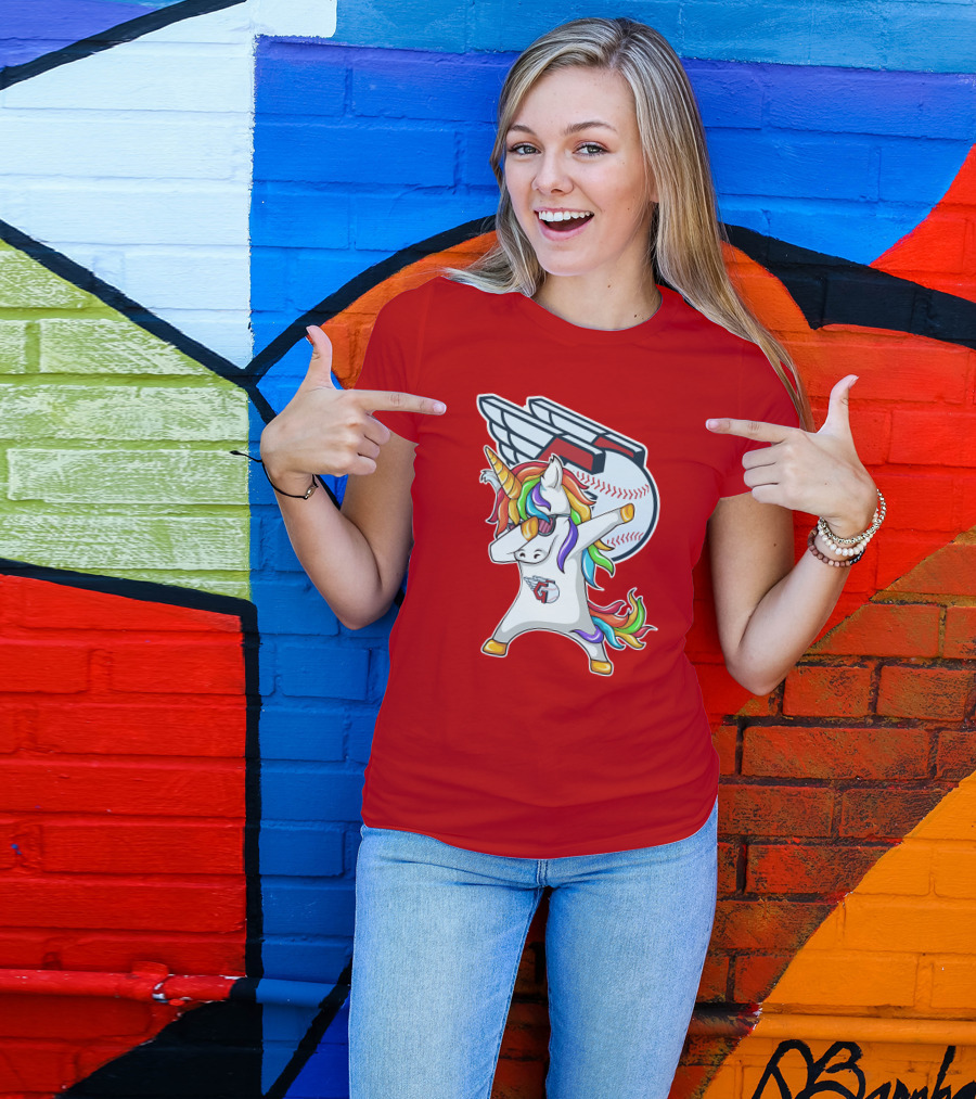 Cleveland Guardians Baseball Unicorn Dabbing With Winged Ball T-Shirt