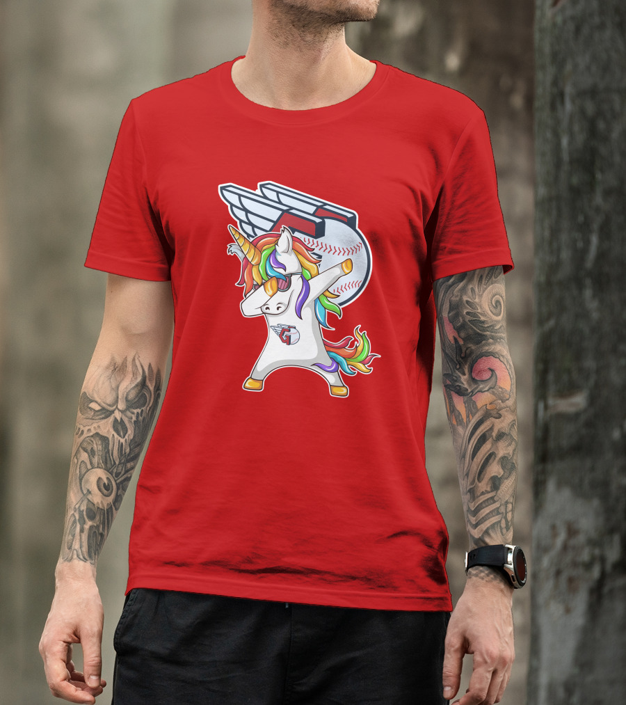 Cleveland Guardians Baseball Unicorn Dabbing With Winged Ball T-Shirt
