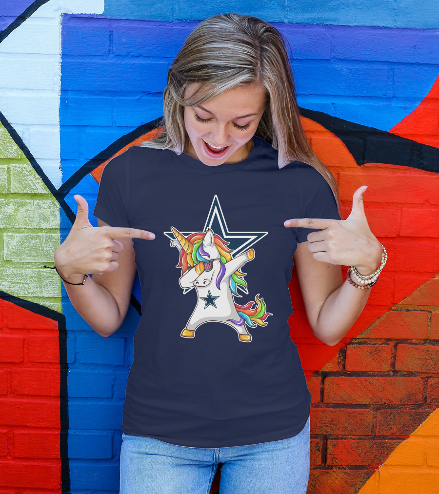 Dallas Cowboys Unicorn Dabbing Star Rainbow T-Shirt
