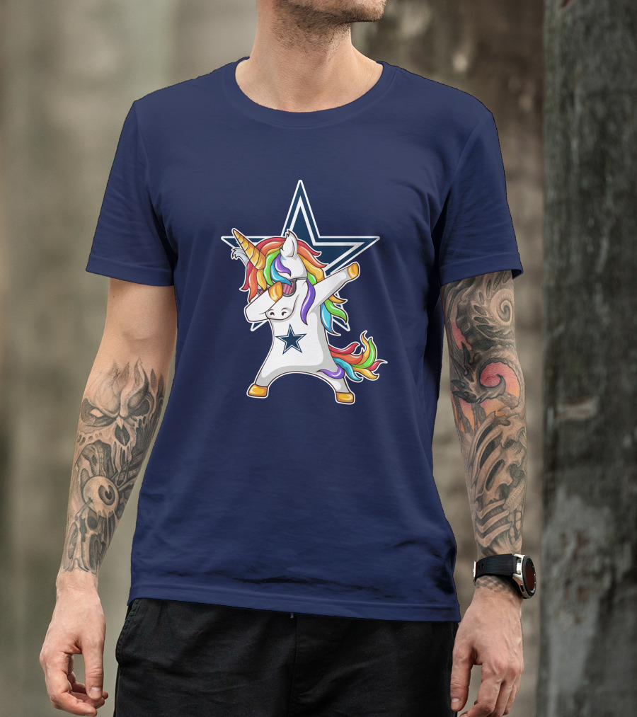 Dallas Cowboys Unicorn Dabbing Star Rainbow T-Shirt