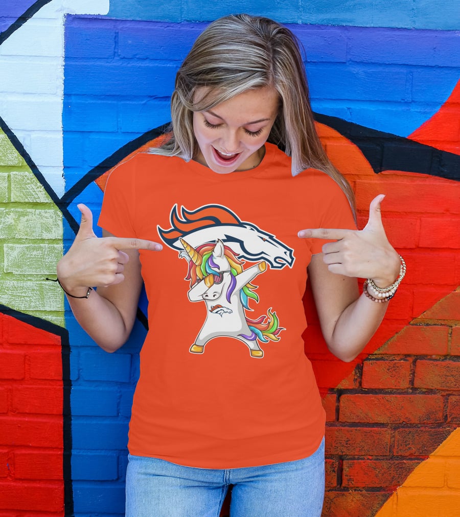 Denver Broncos Unicorn Dabbing NFL Sports Fan T-Shirt