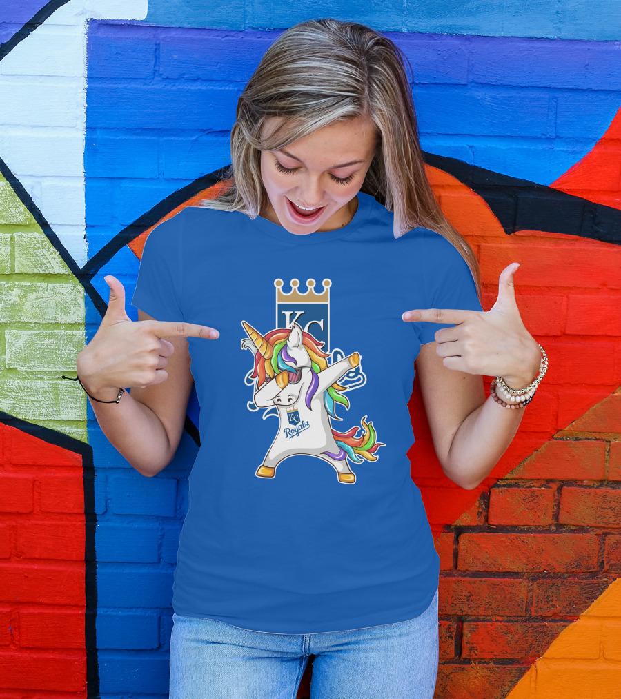 KC Royals Unicorn Dabbing With Rainbow Mane T-Shirt