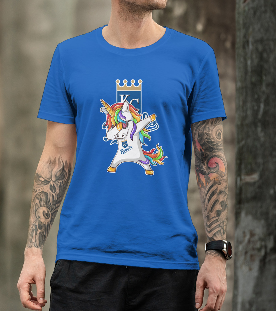 KC Royals Unicorn Dabbing With Rainbow Mane T-Shirt