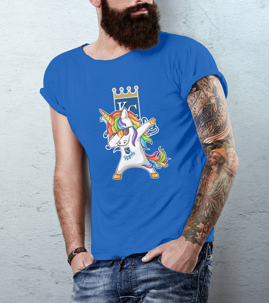 KC Royals Unicorn Dabbing With Rainbow Mane T-Shirt