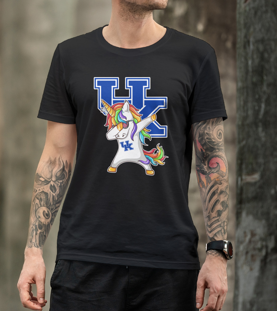 Kentucky Wildcats Unicorn Dabbing UK Logo Rainbow Mane T-Shirt