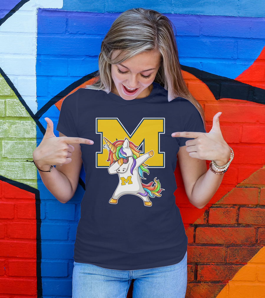 Michigan Wolverines Unicorn Dabbing M T-Shirt