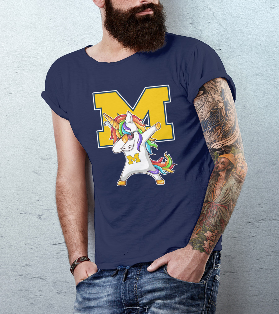 Michigan Wolverines Unicorn Dabbing M T-Shirt