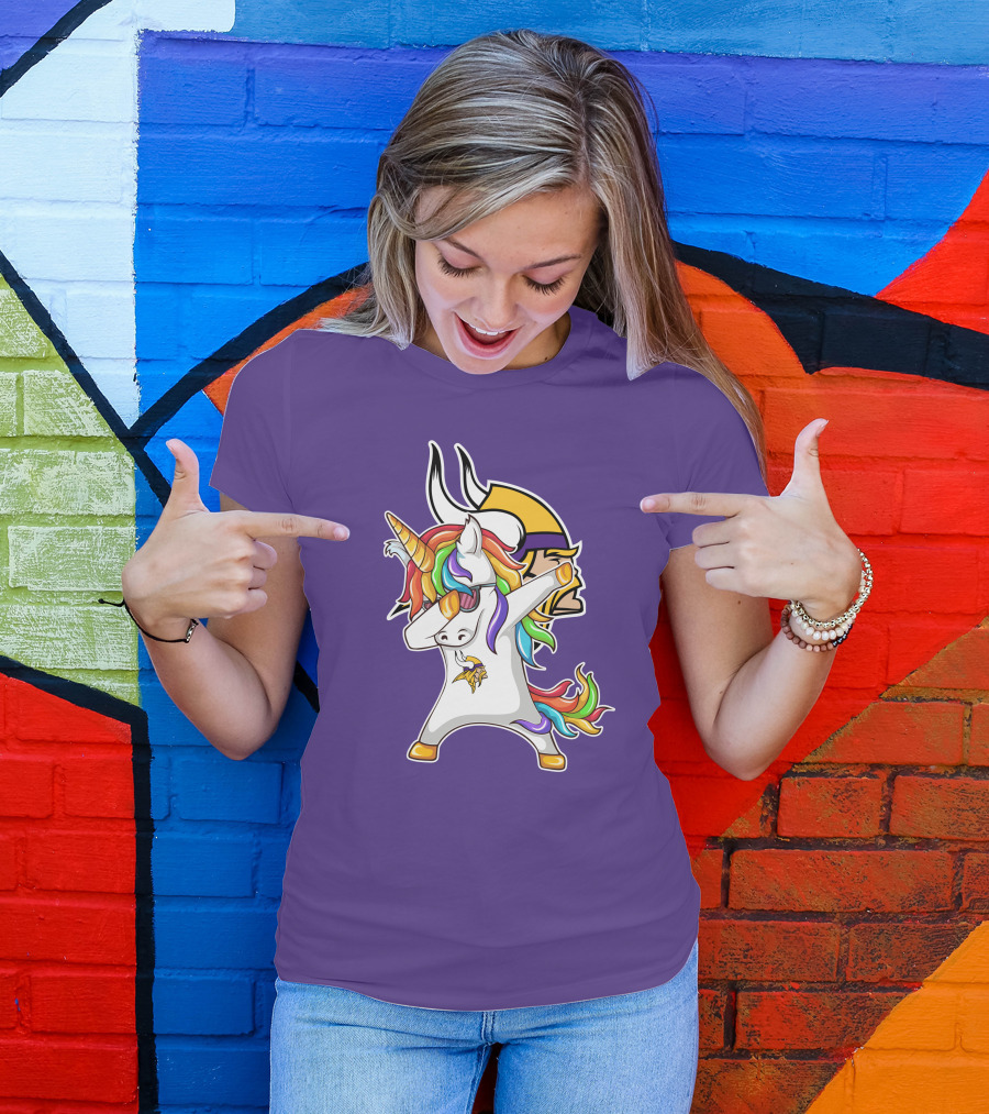Minnesota Vikings Rainbow Unicorn Dabbing T-Shirt