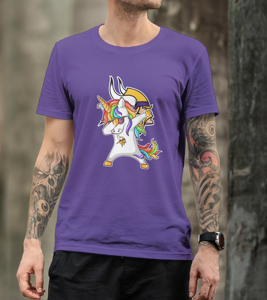 Minnesota Vikings Rainbow Unicorn Dabbing T-Shirt
