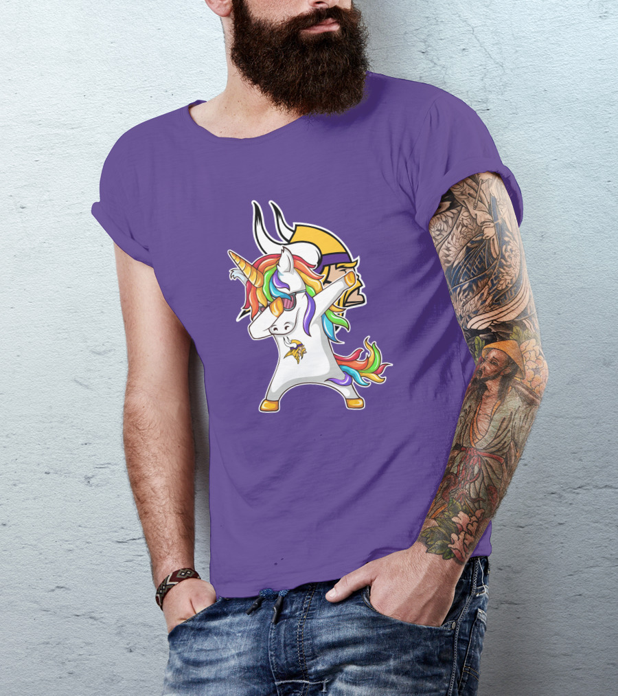 Minnesota Vikings Rainbow Unicorn Dabbing T-Shirt