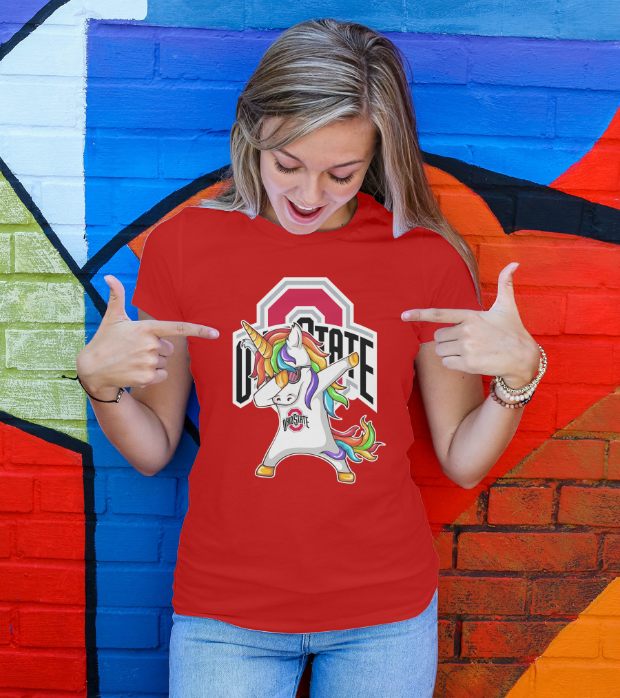 Ohio State Buckeyes Rainbow Unicorn Dabbing T-Shirt
