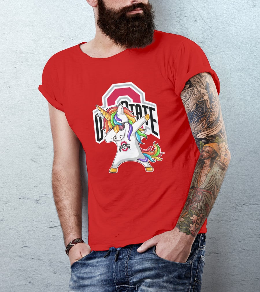 Ohio State Buckeyes Rainbow Unicorn Dabbing T-Shirt