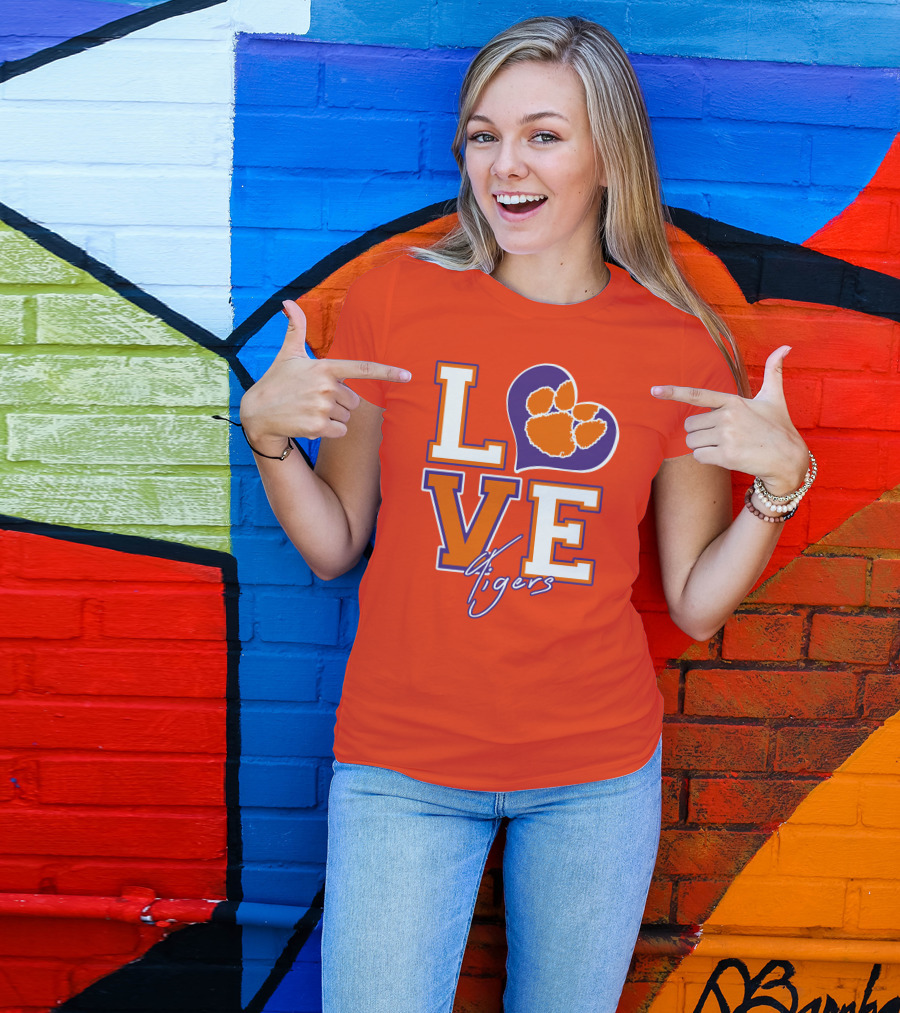 LOVE Heart Tigers Clemson T-Shirt