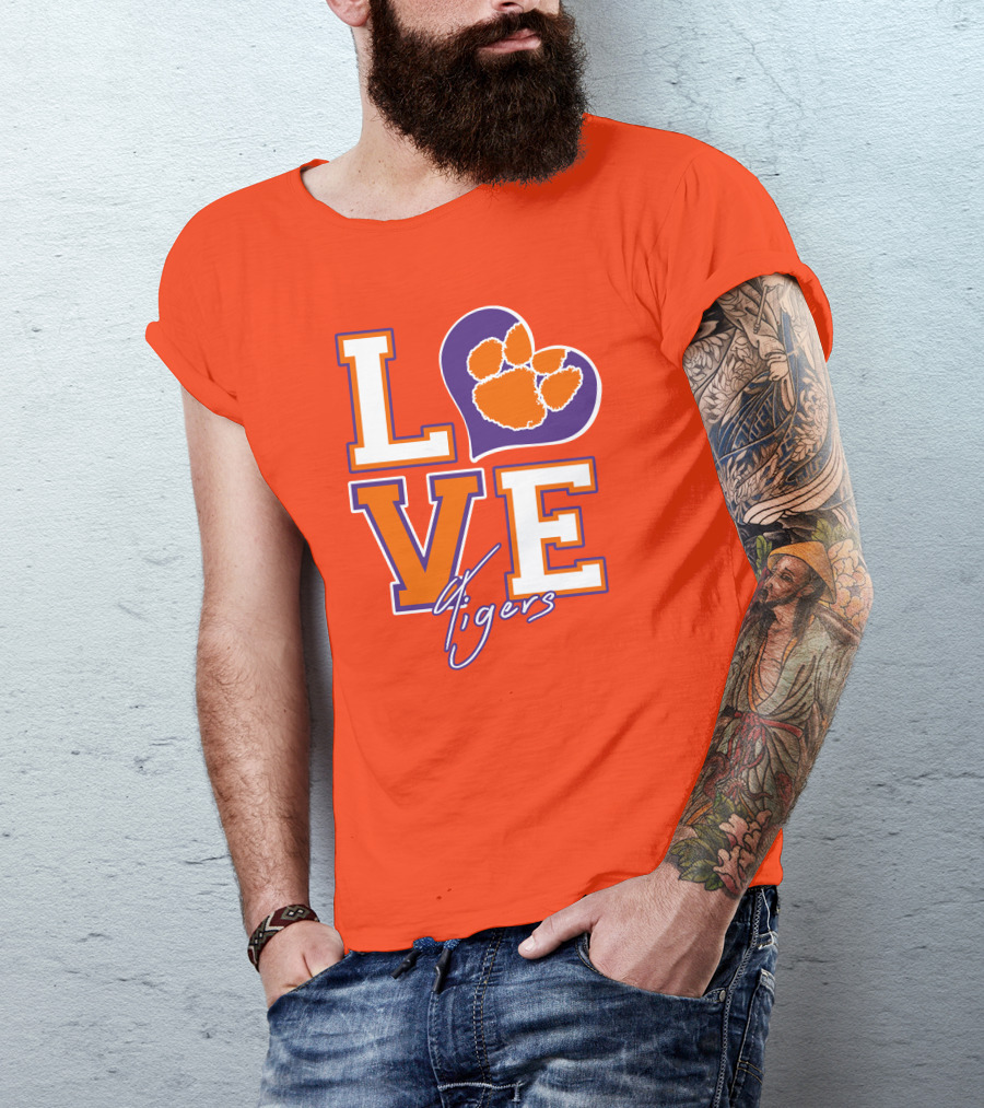 LOVE Heart Tigers Clemson T-Shirt