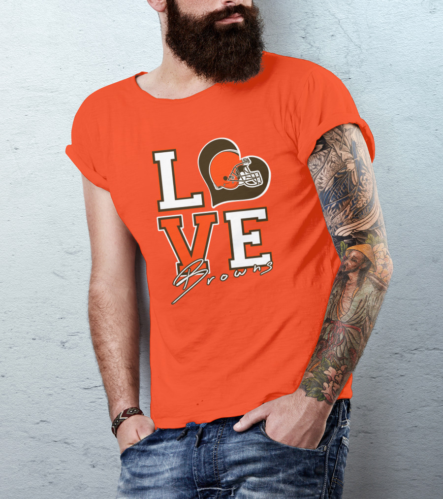 LOVE Browns Football Helmet Heart T-Shirt