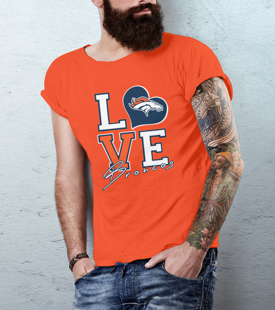 Love Broncos Denver Broncos Heart T-Shirt
