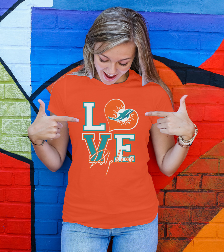 LOVE Dolphins Miami Heart T-Shirt