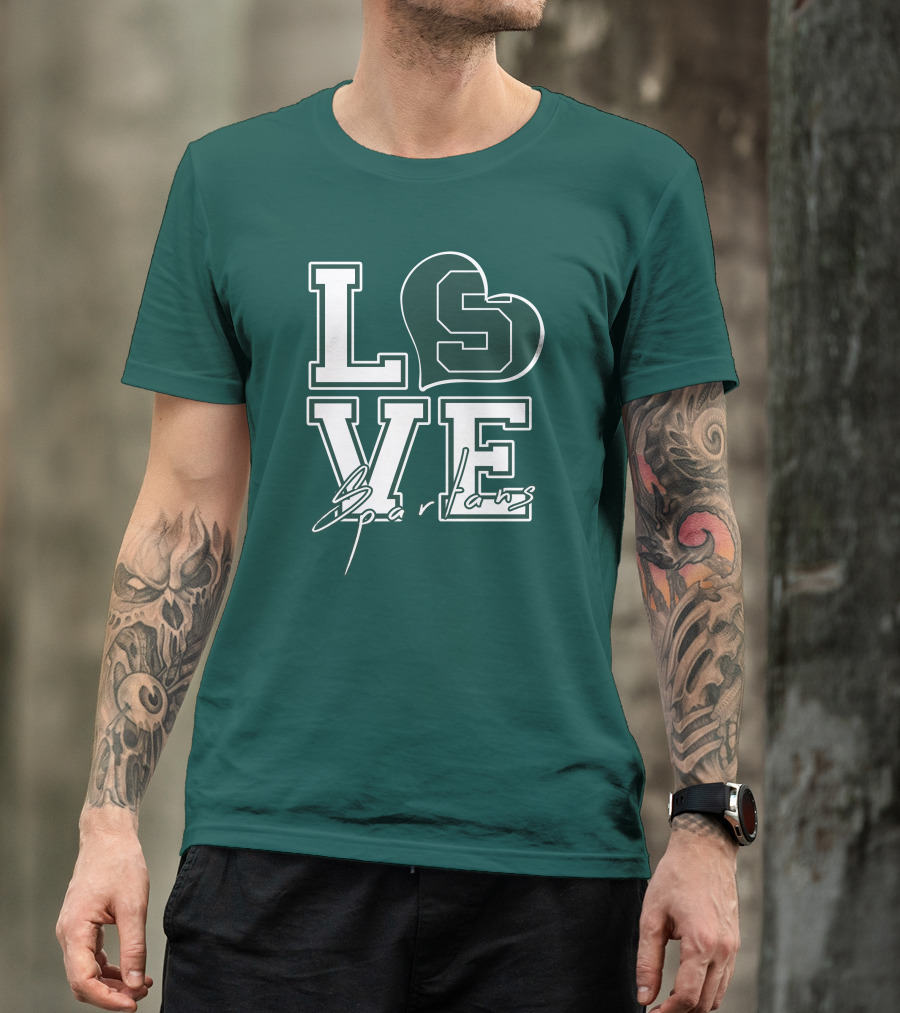 Love Spartans Michigan State Heart T-Shirt