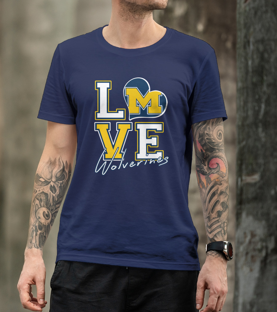Love Michigan Wolverines Heart T-Shirt