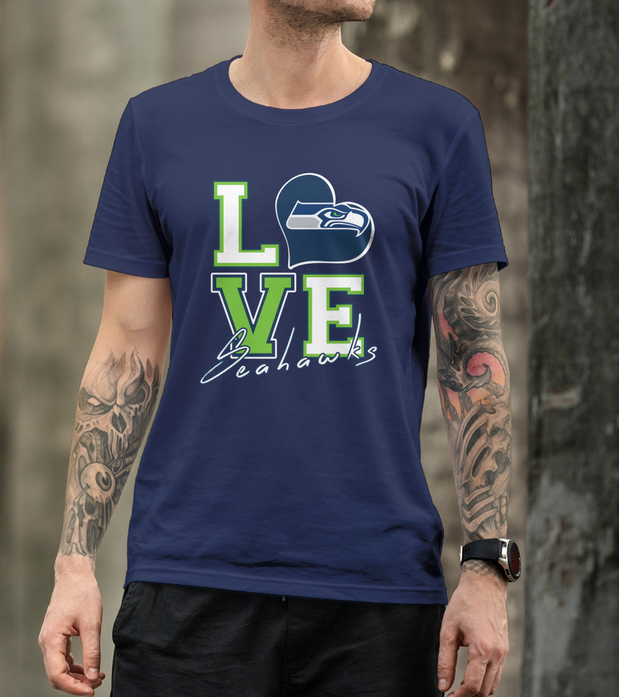 LOVE Seattle Seahawks Heart T-Shirt