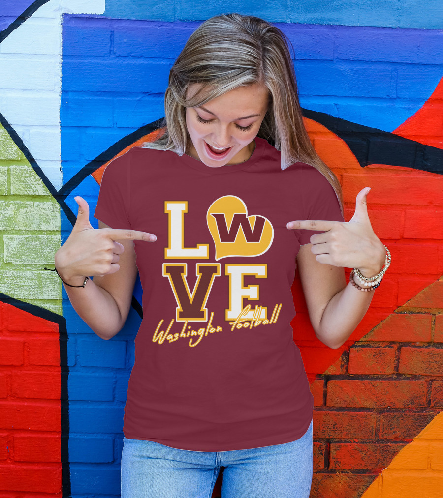 Washington Football Love W Heart T-Shirt