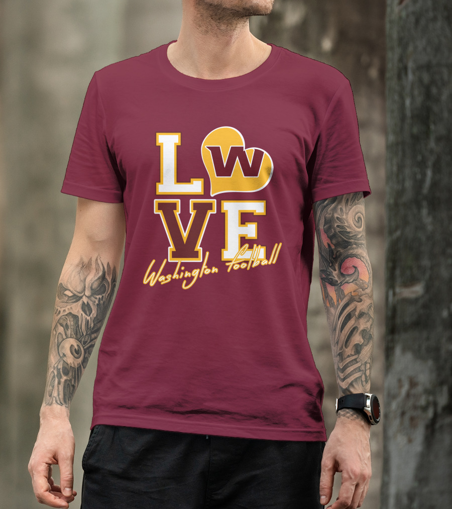 Washington Football Love W Heart T-Shirt