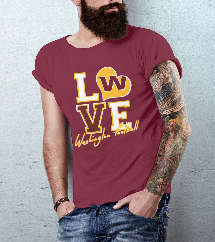 Washington Football Love W Heart T-Shirt