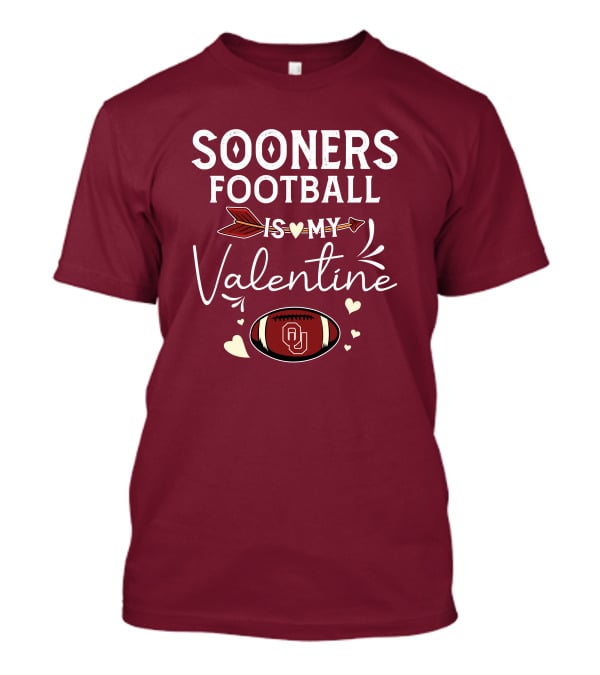 Sooners Football Is My Valentine OU Football Red Arrow And Hearts T-Shirt