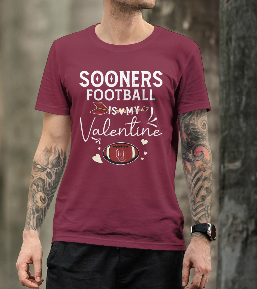 Sooners Football Is My Valentine OU Football Red Arrow And Hearts T-Shirt