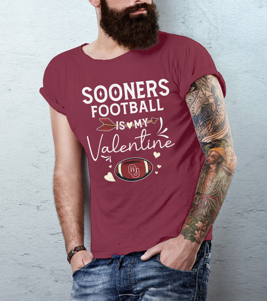 Sooners Football Is My Valentine OU Football Red Arrow And Hearts T-Shirt