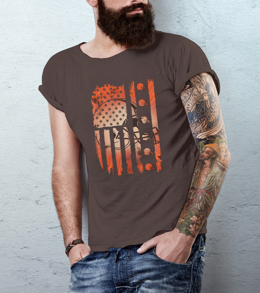 Cleveland Browns Helmet American Flag Edition T-Shirt