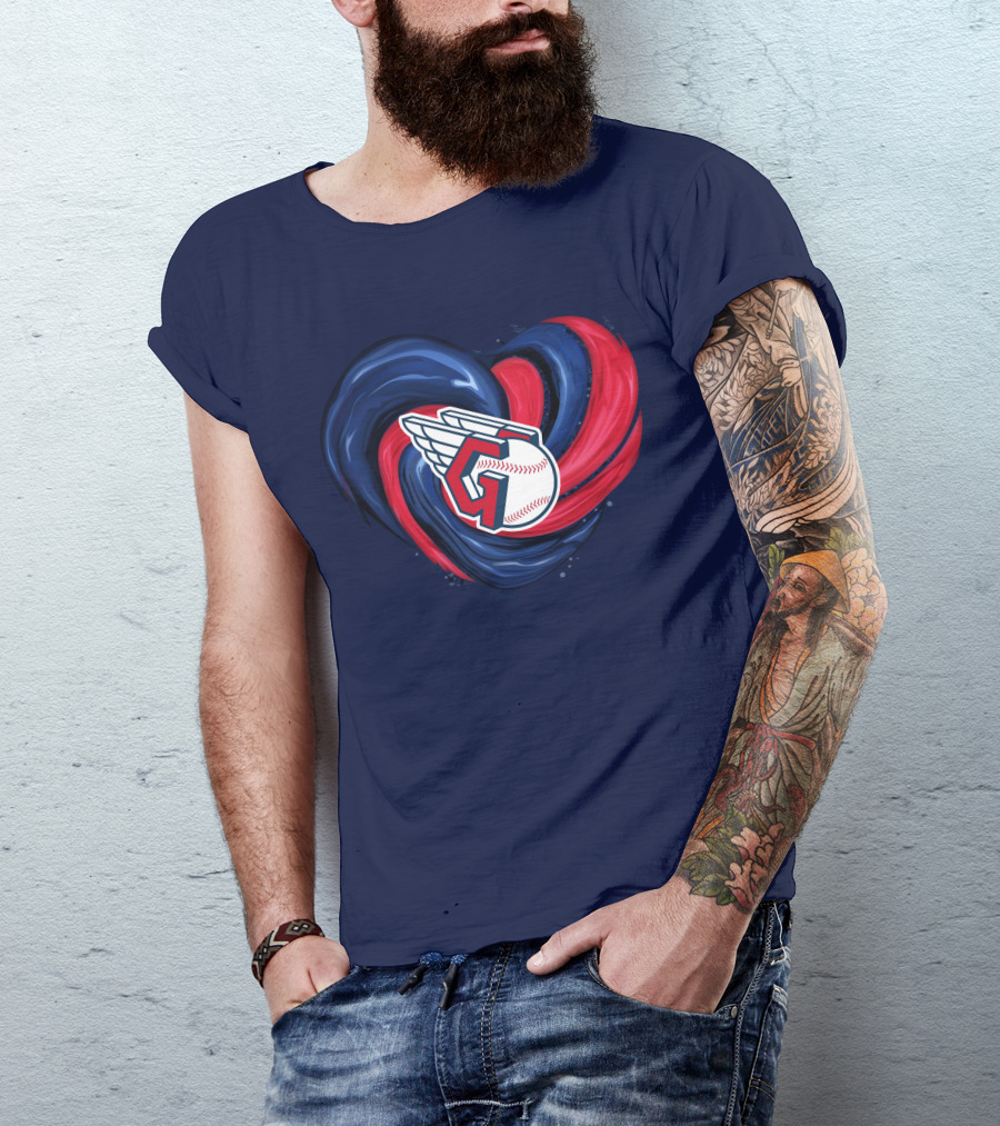 Cleveland Guardians Heart Tornado Baseball T-Shirt