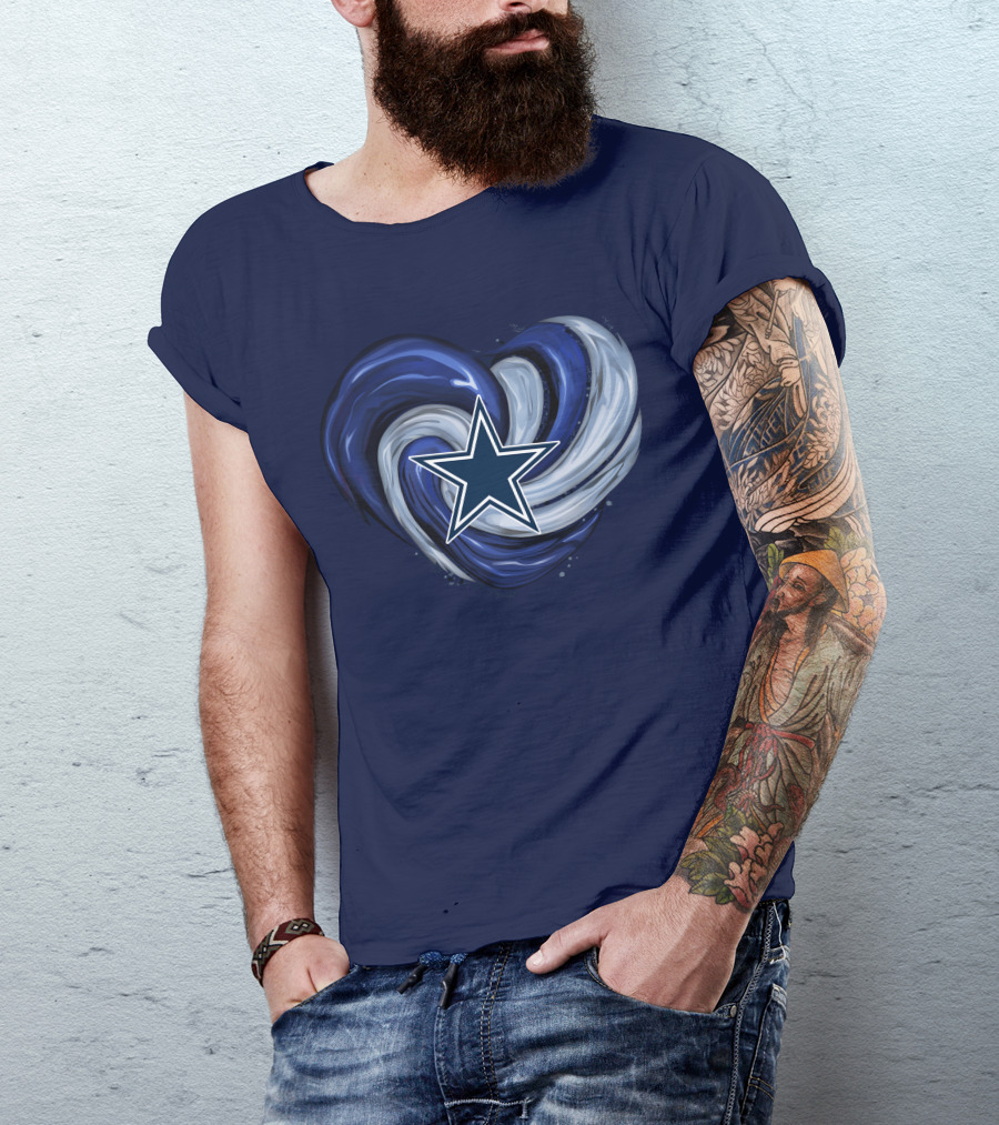 Dallas Cowboys Heart Swirl With Star T-Shirt