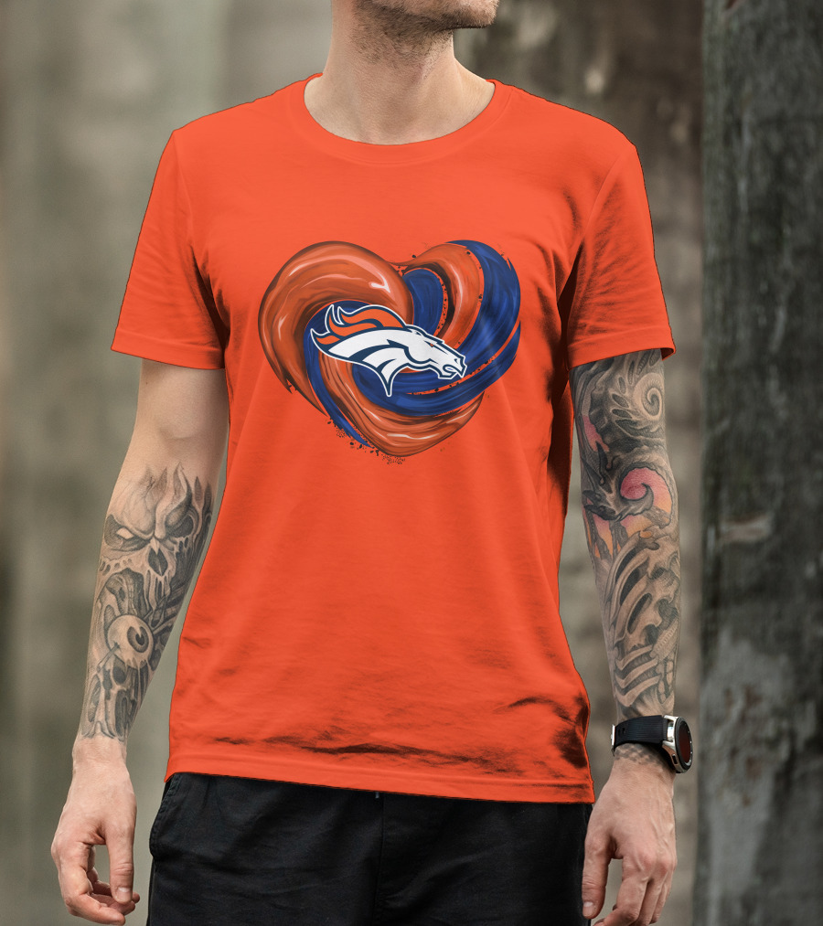 Denver Broncos Heart Logo Swirl T-Shirt