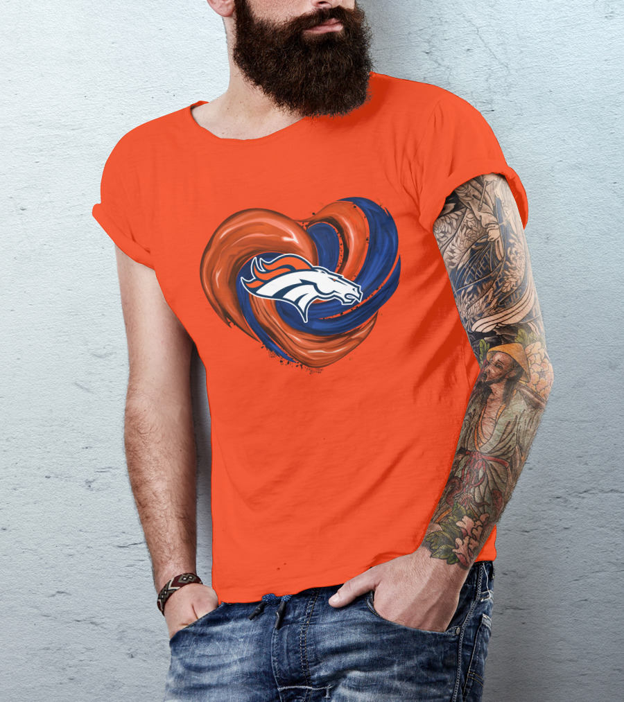 Denver Broncos Heart Logo Swirl T-Shirt